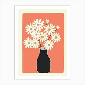 White Daisy Bouquets in Vase 2 Art Print