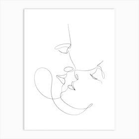 Couple Kissing One line drawing Art Print