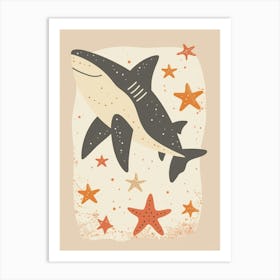 Shark & Starfish Muted Pastels 2 Art Print