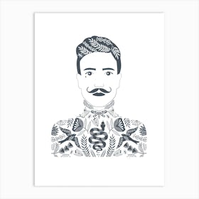 Tattoo Man Dark Grey Art Print