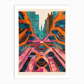 The Vessel New York Colourful Silkscreen Illustration 1 Art Print