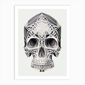 Skull With Geometric Designs 1 Line Drawing Art Print