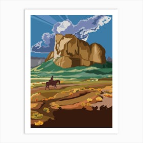 Cowboy In The Desert Art Print