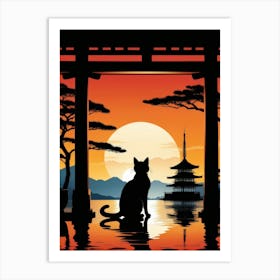 Japan Cat Art 20 Art Print