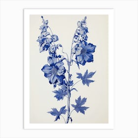 Blue Botanical Delphinium 2 Art Print