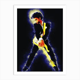Spirit Of Prince And Yellow Guitar Art Print