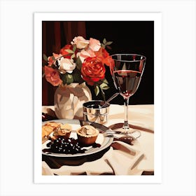 Atutumn Dinner Table Sweet Wine, Painting Art Print