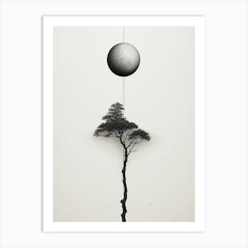 modern tree moon artwork Art Print