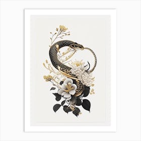 King Brown Snake Gold And Black Art Print