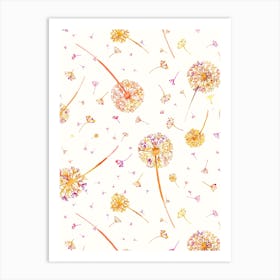 Spring Dandelions Orange Art Print