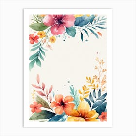 Watercolor Floral Frame 1 Art Print