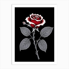 Rose On A Black Background Art Print