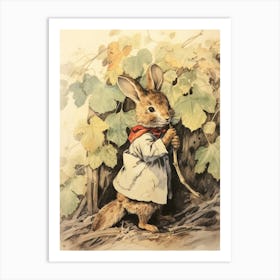 Storybook Animal Watercolour Rabbit 1 Art Print