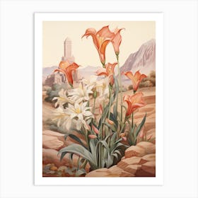 Chinese Sacred Lily  Flower Victorian Style 1 Art Print