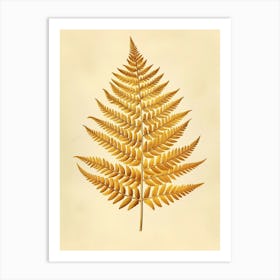 Vintage Illustration Golden Leather Fern 4 Art Print