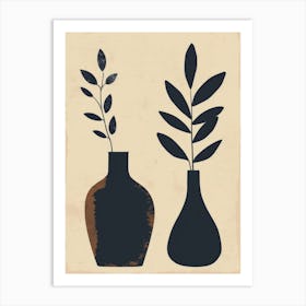 Two Vases With Leaves 5 Art Print