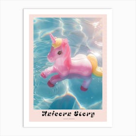Toy Unicorn Swimming In A Swimming Pool Poster Art Print