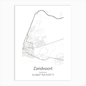 Zandvoort,Netherlands Minimalist Map Art Print