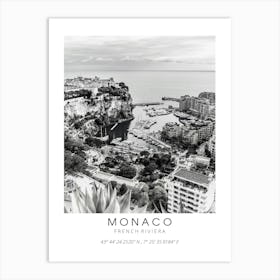 Monaco Cityscape Black And White Art Print