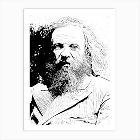 Dmitri Mendeleev Black In White Art Print