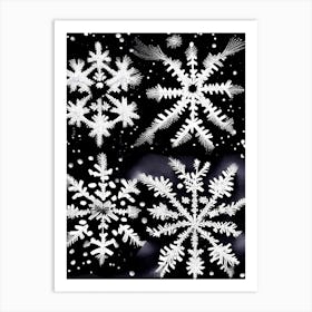 Intricate, Snowflakes, Black & White 1 Art Print