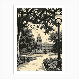 Duotone Illustration The University Of Austin Texas 3 Art Print