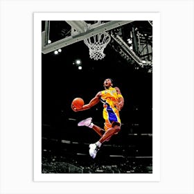 Kobe Bryant Of The Los Angeles Lakers Goes Up For A Dunk Against The Golden State Warriors Art Print