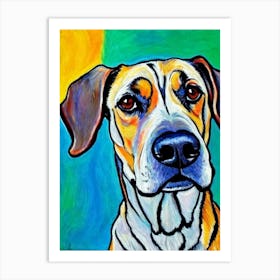 Plott Hound Fauvist Style Dog Art Print