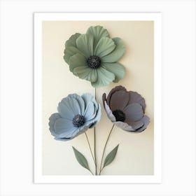 Three Flowers On A Wall Art Print