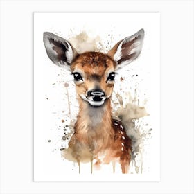 Baby Deer Watercolour Nursery 1 Art Print