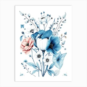 Blue And White Flowers Art Print