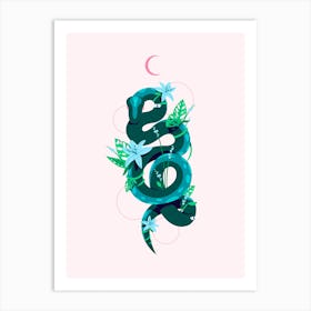 Snake and Lillies 1 Art Print