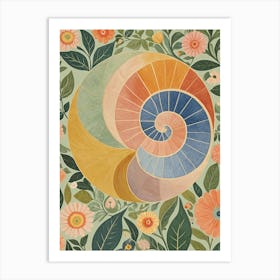 Floral Pastel Colour Wheel Spiral Art Print