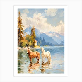 Horses Painting In Bled, Slovenia 3 Art Print