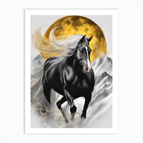 Horse In The Moonlight 7 Art Print