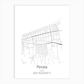 Peraia,Greece Minimalist Map Art Print