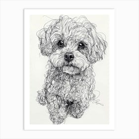 Bichon Frise Dog Line Drawing Sketch 2 Art Print
