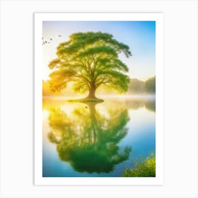 Glistening Tree Exhibiting Rebirth Located In A Tranquil Springtime Park Shades Of Green Blooming (4) Poster