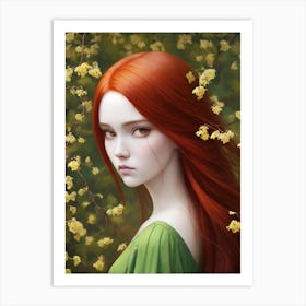 Girl With Red Hair Art Print