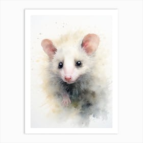 Light Watercolor Painting Of A Curious Possum 2 Art Print