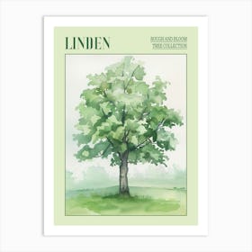 Linden Tree Atmospheric Watercolour Painting 8 Poster Art Print