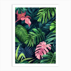 Tropical Leaves Seamless Pattern 31 Art Print