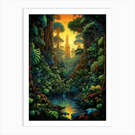 Sarawak Forest Pixel Art 4 Art Print