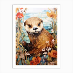 Otter In Bloom Art Print
