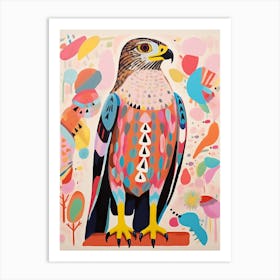 Pink Scandi Red Tailed Hawk 2 Art Print