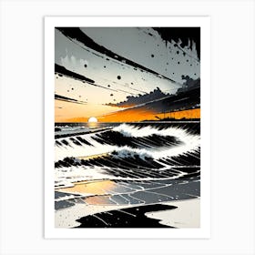 'Sunset At The Beach' 1 Art Print