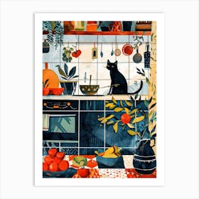 Cat In The Kitchen animal Cat's life Art Print