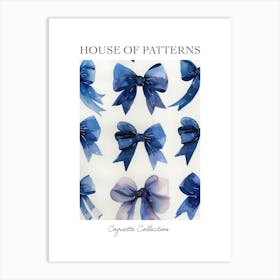 Blue Lace Bows 4 Pattern Poster Art Print