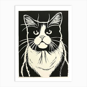 Ragdoll Cat Linocut Blockprint 2 Art Print