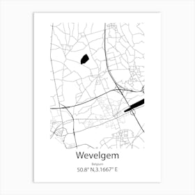 Wevelgem,Belgium Minimalist Map Art Print